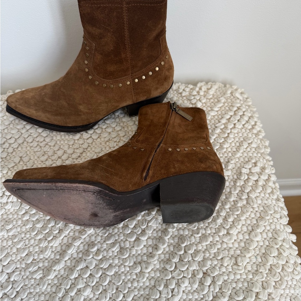 Authentic Saint Laurent Lukas Brown Suede Ankle Boots 38 - Picture 4 of 7